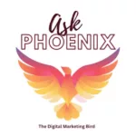 AskPhoenix - The Digital Marketing Bird sunset colour drawn phoenix with wings spread Logo